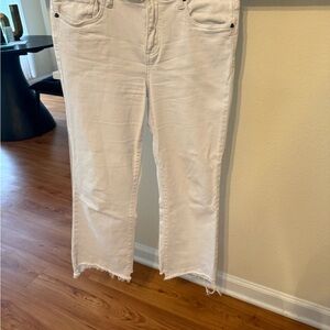Kut from the Kloth Cream Frayed Hem Jeans